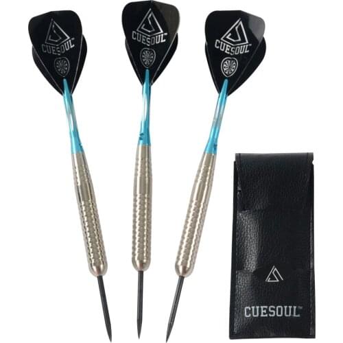 CUESOUL 19 Grams Steel Tip Darts With Flight, Blue Shaft and Case STBS062