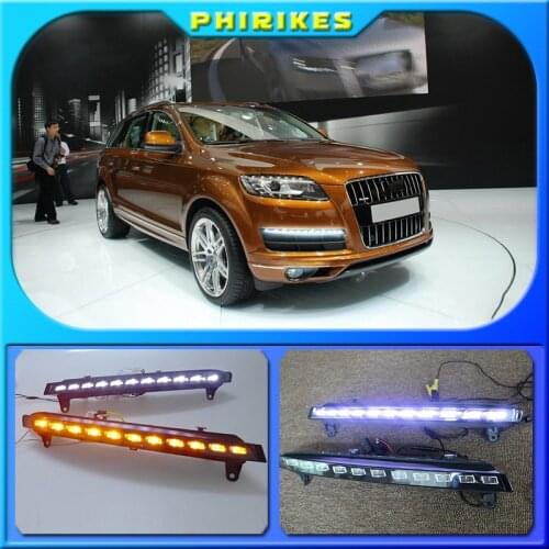 2pcs For Audi Q7 2006 2007 2008 2009 Yellow Turn Signal Function Car DRL Waterproof 12V LED Daytime Running Light Fog Lamp Bulb