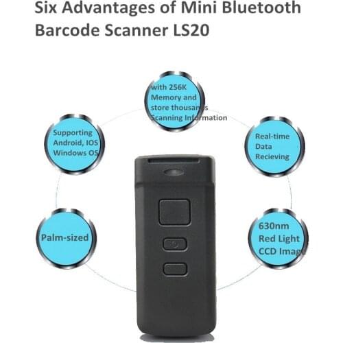 Pocket Bluetooth Barcode Scanner Android Bar Sode Reader LS20