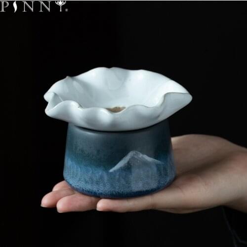 PINNY Retro Landscape Ceramic Tea Strainers Stainless Steel Strainer Chinese Kung Fu Tea Accessories Vintage Tea Service