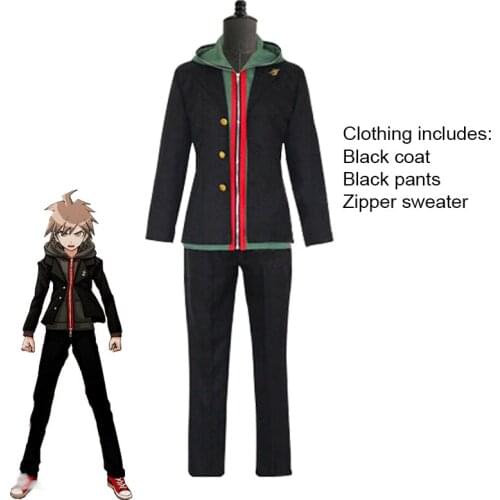 Hot Anime DanganronpaTrigger Happy Havoc Makoto Naegi Cosplay Costume With Wig Halloween Adult Unisex Uniform Full Sets