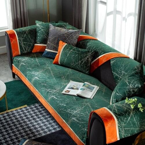 Marble Pattern Sofa Cushion Leather sofa protective cover Chenille anti-slip sofa cover custom Corner sofa slipcover Four season