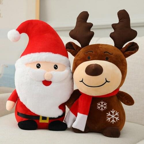 Various sizes of kawaii Santa Claus elk plush toys soft animal figurines Christmas gifts for kids and girlfriends home decortion