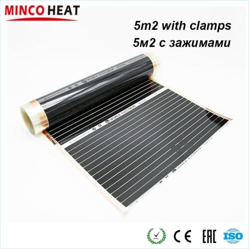 MINCO HEAT 50cmX10m 80cmX6.25m 220w/m2 Infrared Warm Floor Heating Film 50cm 80cm With Clamps Made in Korea