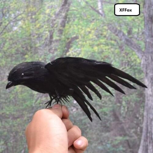 Mini simulation black crow toy foam&furs wings crow doll gift about 15cm xf0388
