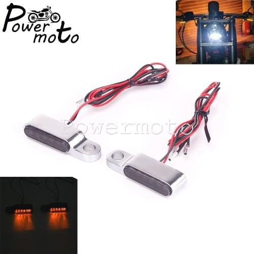 Black Motorcycle 12V LED Mini Turn Signals Indicators Blinker Light For Harley Cafe Racer Yamaha Suzuki Kawasaki Cruiser Bikes