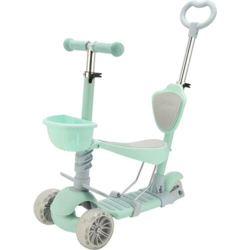 Multifunction childrens kick scooter 3-in-1 skateboard height adjustable foot scooter flash 3 wheel kids scooter