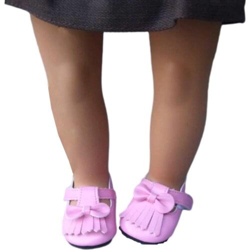 Girl Doll Shoes Fits 18 Inch Doll Pu Leather pink Doll Shoes for 45CM Baby Doll