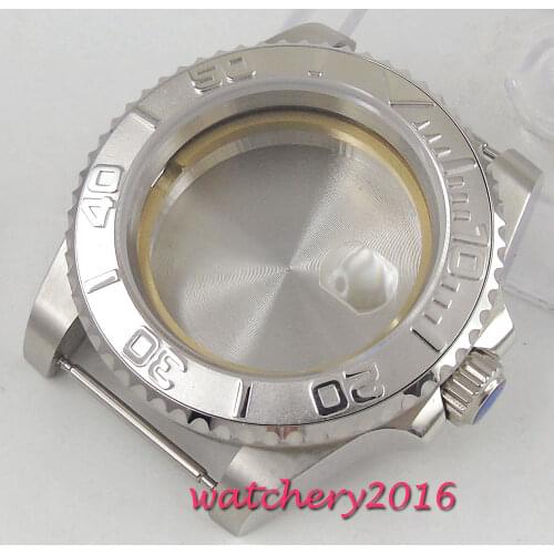 PARNIS 40mm Sapphire Glass Date Rotating Bezel High Quality Steel Watch Case fit 8215 2836 Movement