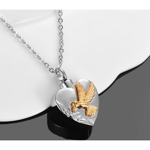 Peace Dove Heart Cremation Jewelry for Ashes Pendant Urns for Pet/Human Stainless Steel Memorial Necklace for Men/Women