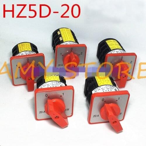 380V 20A 4KW Latching 2(0-1) 3(1-0-3) Position Rotary Cam Combination Changeover Switch HZ5D-20/4 L01 L02 L03 M04 M05 M06 M08