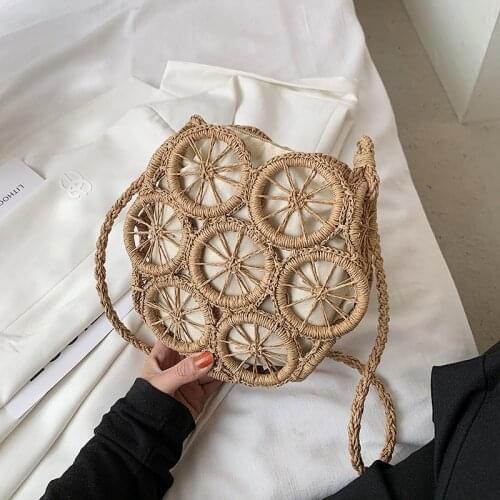 Beach Straw Crossbody Bags for Women Summer Rattan Woven Handmade Hollow Design Purse Casual Bohemia Bali Mini Handbag bolsos