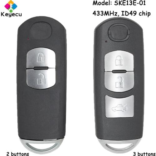 KEYECU Replacement Remote Car Key - 2/ 3 Buttons 433MHz ID49 Chip - FOB for Mazda CX-5 FCC ID: SKE13E-01 CMIIT ID: 2011DJ5486