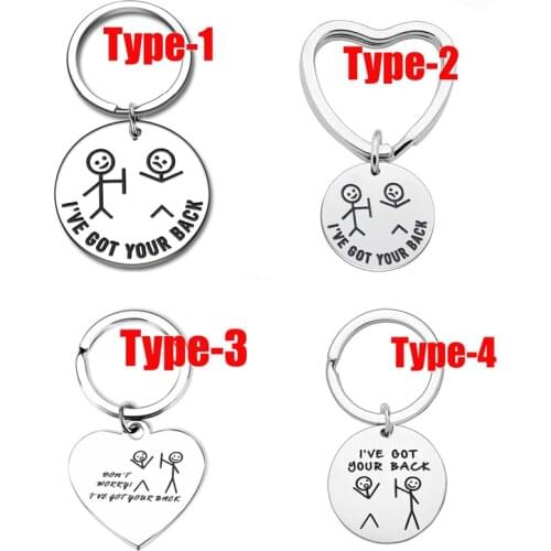 Funny Gifts Best Friend Keychain I Got Your Back Stick Figures for Daughter Son Christmas Birthday Valentine Stocking Stuffers