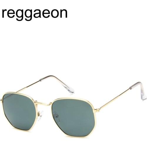 Fashion Sunglasses Women Brand Designer Small Frame Transparent Polygon Lens Sunglasses Men Retro Sunglasses Hexagon Metal Frame