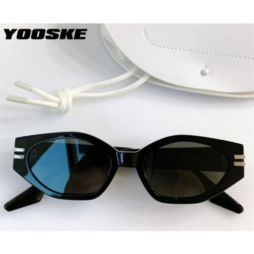 YOOSKE Cat Eye Sunglasses Women Luxury Brand Travel Small Sun Glasses for Men Vintage Irregular Eyeglasses Black Green Goggles