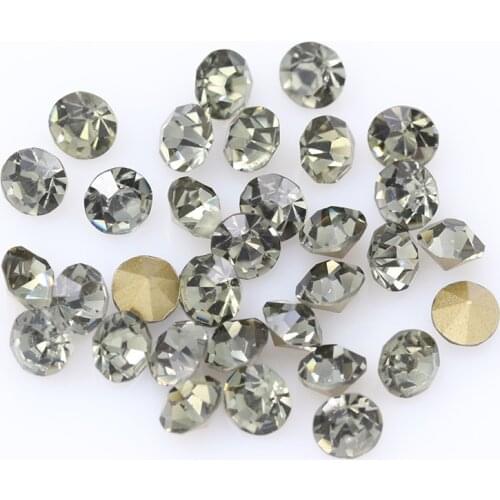 Ss2-ss45 Black Diamon Cz Crystal Nail Art Rhinestone Transparent Round Pointed Foiled Back Glass Strass jewelry making bead