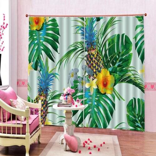 Tropical Leaves Pineapple Curtains for Living Room Window Curtain Bedroom Living room Flower Curtains home Drapes