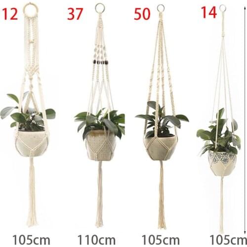 4 Size Cotton Rope Macrame Plant Hanger Flower Pot Baskets Wall Hanging Vertical Garden Net Rope Handmade for Home Decoration