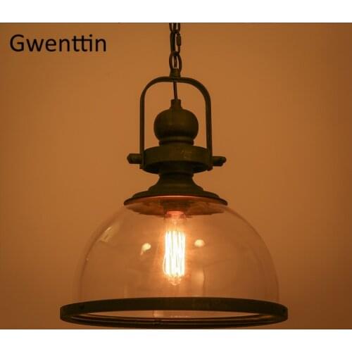 Vintage Glass Pendant Light Led Kitchen Hanging Lamps for Dining Room Lights Home Industrial Lamp Loft Decor Lighting Fixtures