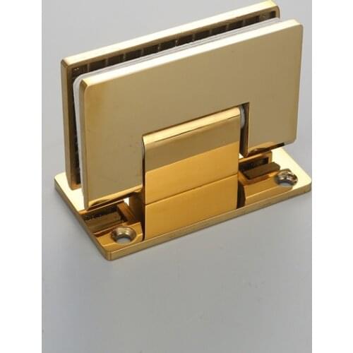 Titanium Gold Cupboard Showcase Cabinet Clamp Glass Shower Glass Door Hinge Replacement Part Wall-to-Glass 304 Stainless Steel