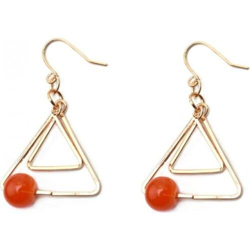 Punk Design Fashion Round Bead Geometric Double Size Triangle Stud Earrings Women Party Jewelry Pendientes Brincos Wholesale