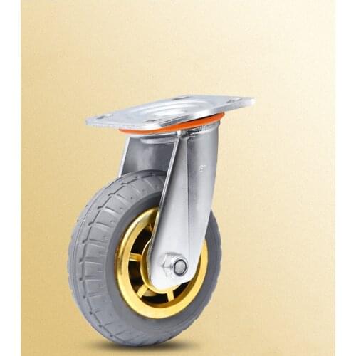 8-inch-Braked Universal Wheel Heavy Duty Caster Mute Rubber Flat Trolley Shock Absorption With Brake