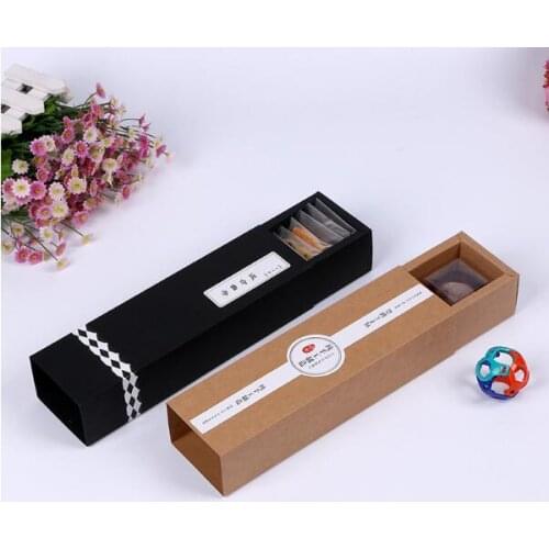 100 pcs 23.8*4.5*3.7cm Kraft Drawer Box Handmade Soap Gift Craft Jewel Macaron Packaging Brown Paper Boxes SL5621