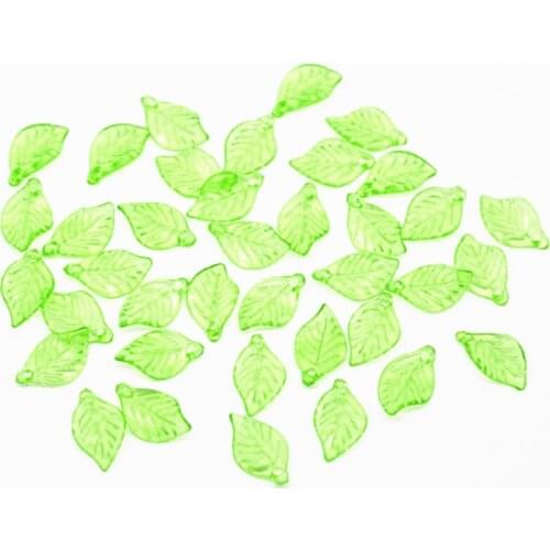 100Pcs Pendants Transparent Light Green Leaf Acrylic Jewelry DIY Findings Charms 18x11mm 6/8"