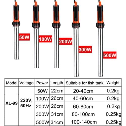 220V Stainless Steel Adjustable Aquarium Heater Submersible Fish Tank Heating Rod Temperature Control Heater