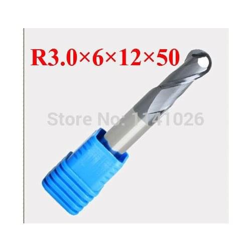 2F R3.0*6*12*50,Spiral Bit Milling Tools, Carbide Ball Nose End Mill, the lathe tool,boring bar,cnc,machine
