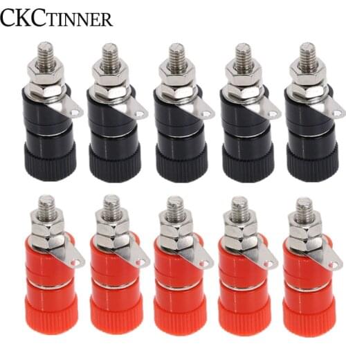 5pcs 4mm Banana plug Nickel plated link nut Banana plug connector red black