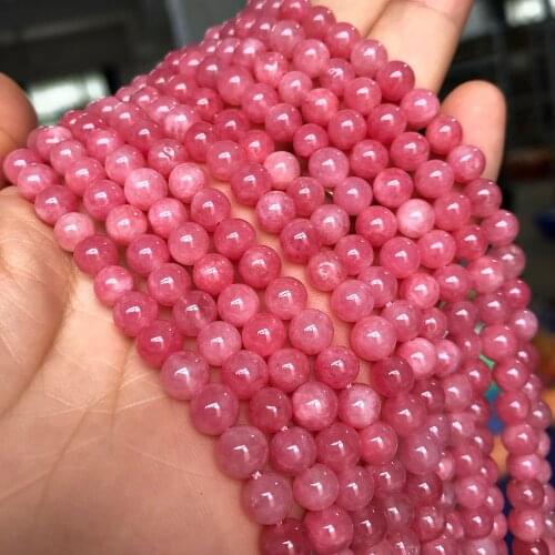 Natural Stone Pink Angelite Crystal Beads Round Loose Spacer Beads For Jewelry Making 15''Inch 4/6/8/10mm DIY Bracelets Necklace