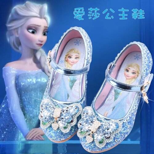 Disney childrens crystal shoes 2020 new girls' single shoes Frozen 2 elsa Princess shoes Sophia catwalk show shoes high heels
