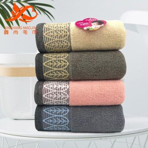 Affordable 4-pack wholesale cotton leaf pattern towel 32 strands soft and absorbent quick facial towel adult facial towel