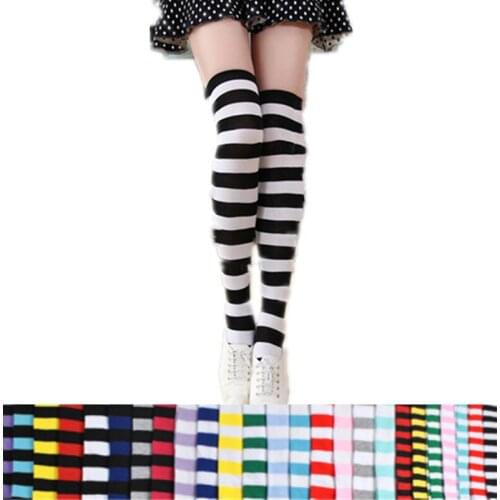 Colorful Sexy Striped Boots Compression Stockings Girls Over Knee Socks Womens Socks Long Body Fashion Thigh High Socks Women