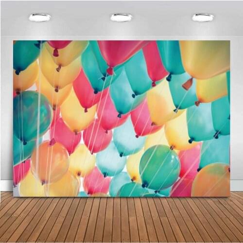Colorful Yellow Blue Red Balloons Wall Photography Backgrounds Newborn Birthday Celebration Party Decor Backdrops For Photophone