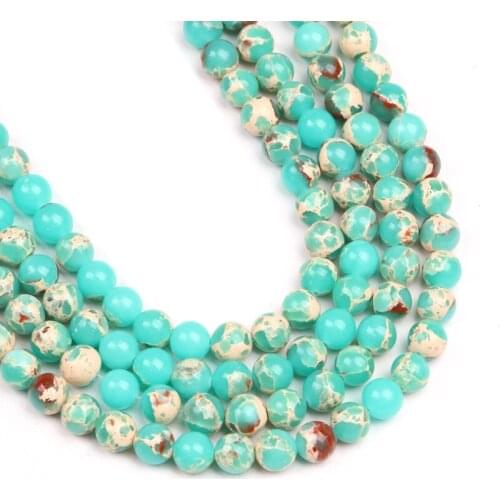 Matte Lake blue Imperial calaite Natural Stone Round 4/6/8/10/12MM Loose beads for jewelry Findings making bracelet DIY