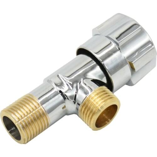 Brass 1/2 inch male 2- way water tap with valve Bathroom hose connector thread T-type Connector 1pcs