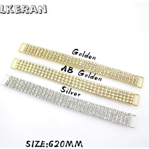 LKERAN 10Pcs 175mm Four Row Rhinestone Decoration Chain/Bikini Connector Buckles For Shoulder Strap Clothing Dress Accessories