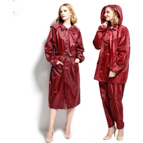Fashion Women Men Raincoat Poncho Waterproof Trench Coat Rain Coat With Pants Set Outdoor Split Rain Suit Chubasqueros Mujer