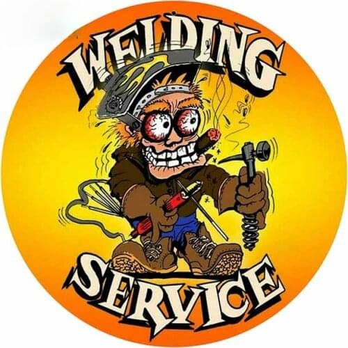 Cartoon Funny Crazy Welder Welding Service Scratch-Proof Refrigerator Car Stickers Windshield Trunk Vinyl Decal Kk13*13cm