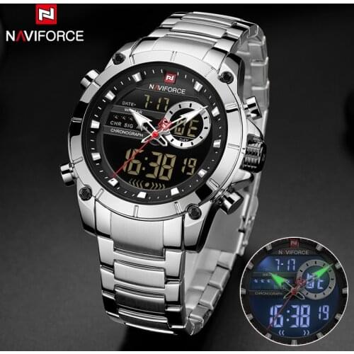 Mens Watches NAVIFORCE 9163 Men Military Sport Wristwatch Stainless Steel Waterproof Quartz Male Clock Watches Relogio Masculino