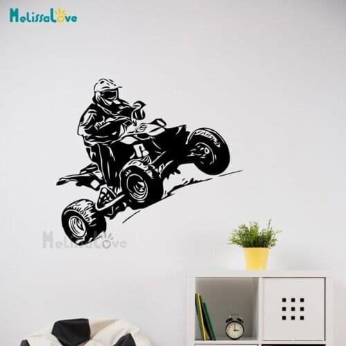 ATV Rider Decal Extreme Sport Theme Quad Bike Teenager Child Room Playroom Home Decor Removable Vinyl Wall Sticker BD544