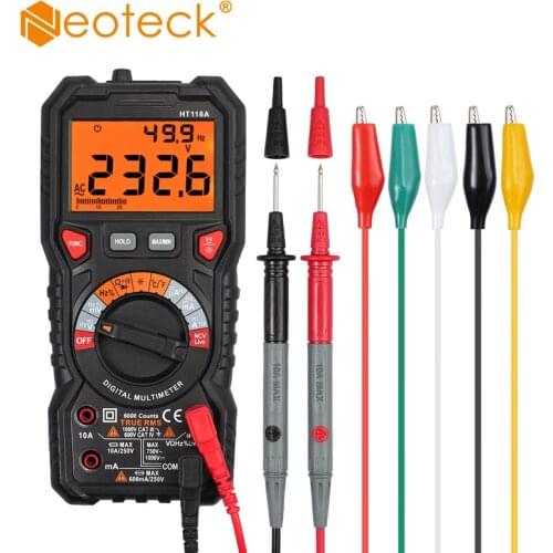 Neoteck 6000 Counts Digital Multimeter TRMS Multimeter AC/DC Voltage/Current NCV Capacitance Temperature Resistance Diode