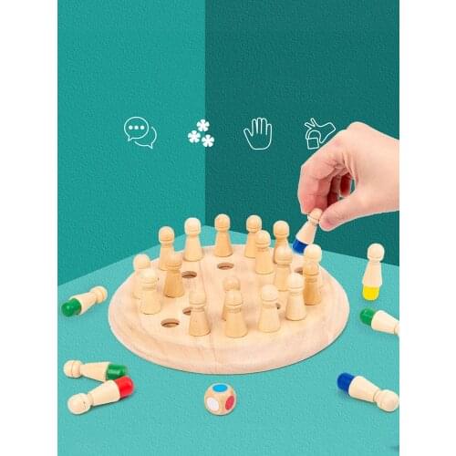 Montessori Educational Wooden Toys Learning Color Sensory Toys Memory Match Stick Chess Puzzle Game Party Game For Kids