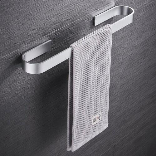 Solid Aluminum Black Bathroom Towel Bar Single Towel Rack Bathroom Wall-mounted Towel Rack Bathroom Accessories