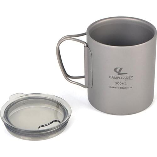 300ml Camping Double Wall Titanium Water Cup with Lid Lightweight Coffee Mug Tea Cup Camping Equipment Picnic 캠핑용품