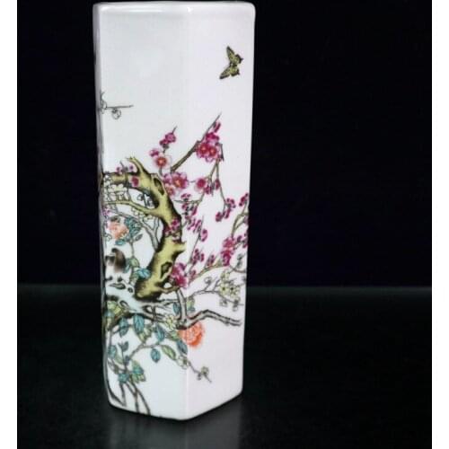Early collection of porcelain Qianlong famille rose six square penholder for home decoration and office ornaments