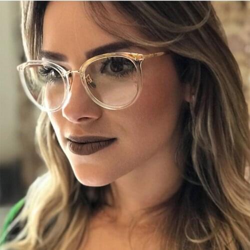 Retro Round Glasses Women Transparent Clear Lens Glasses Frames Female Classic Vintage Trends Rivet Speactacles Eyeglasses